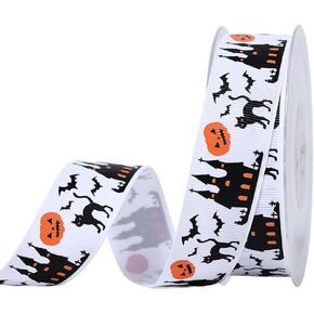 Tvoip 1'' x 25Yards Halloween Wired Edge Ribbon Halloween Handmade DIY Heat Transfer Ribbon Threaded Belt Ribbed Ribbon Satin Ribbon Holiday Decoration Lanyard