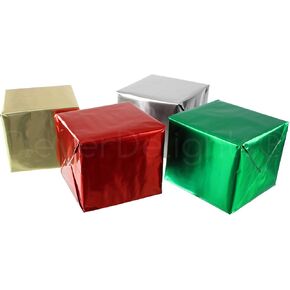 CleverDelights Metallic Wrapping Paper - 4 Rolls - Silver Gold Green Red - 30" x 300" JUMBO Rolls - 250 Sq Ft Total