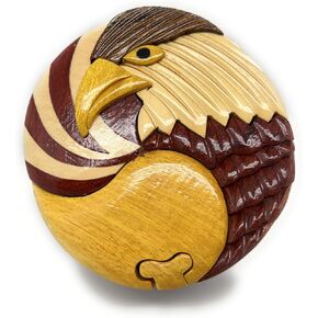 American Eagle - Handcrafted Wooden Puzzle Box, All Natural Intarsia Wood Art