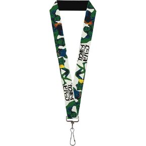 Crunchyroll Lanyard, Cowboy Bebop Crew Group Pose and Logo White Black Greens, Elastic