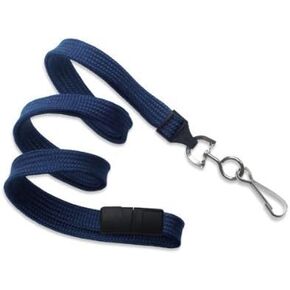 Navy Blue 3/8" Wide 36" Flat Braid Breakaway Lanyard, Swivel Hook (100/bag)