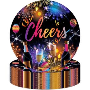 24Pcs 7" Happy New Year Paper Plates New Year Celebrate Party Tableware Multicolor New Year Round Disposable Dessert Paper Plates Set for New Year Birthday Graduation Party Favors Decoration