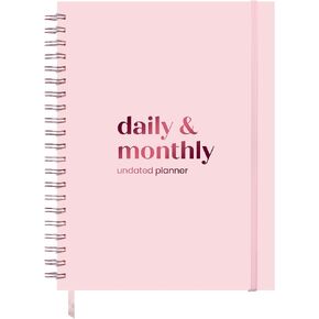 Undated Daily Planner with Hourly Schedule, 8.5" x 11" Large 6-Month Planner for Productivity, Full Page a Day, 2025-2026 Calendar, To Do List, Time Blocking, Beige Aesthetic Hardcover Spiral Notebook