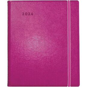 Filofax Monthly Planner, 17 Months, August 2023 - December 2024, Twin-Wire Binding, Bilingual, 10.875" x 8.5", Fuchsia (C1811003-24)