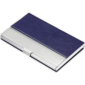 PATIKIL 3.7 x 2.4 x 0.3 Inch Business Card Holder, PU Leather Flip Slim Name Cards Protector Case for Women Men, Blue