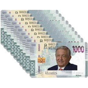 10 Pack AMLO Credit Card Sticker,Lopez Obrador Mexican President Debit Card Skin Card Cover Decal,Stickers Para Tarjetas de Debito Calcomanías (1000 Peso)