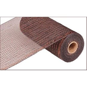 Deco Poly Metallic Mesh, Chocolate Brown with Copper Foil, 10 Inches x 10 Yards