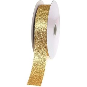 Homeford Glitter Ribbon Gift Wrapping, 7/8-Inch, 25-Yard, Gold