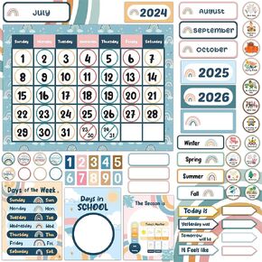 Decorably 148 Pcs Classroom Calendar Set Bulletin Board - Preschool Calendar for Classroom Bulletin Board, Class Calendar Classroom, Teacher Calendar for Classroom, Calendar Bulletin Board Set