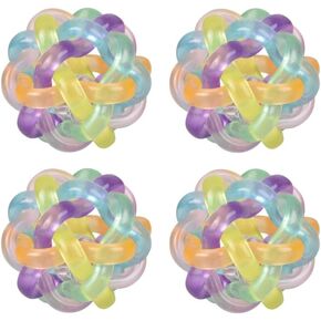 Bouncy Squeezeable Loop Star Tangle Knots Light Up Fidget Ball, 4 Ct (Light Up Loop Ball, 4 Ct)