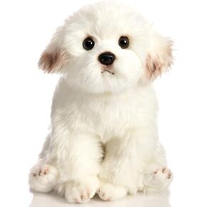 HollyHOME Bichon Frise Plush Puppy Stuffed Animal Maltese Realistic Dog Plush Toy Pet Gift for Kids 13 Inch