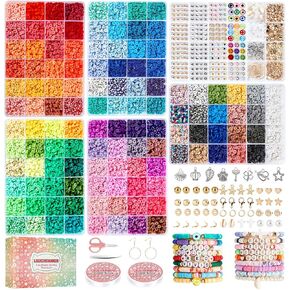 LEUCHTAMOR 15000 قطعة من خرز الطين 96 لونًا مجموعة صنع سوار الصداقة 4 صناديق خرز طين بوليمر قرص خرز من الطين مع سحر لصنع المجوهرات، هدايا الحرف اليدوية in Kuwait