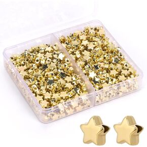 400 PCS Silver Star Beads Star Spacer Beads Star-Shape Spacer Charm Loose Beads with Box Star Beads for Bracelets Star Charms for DIY Jewelry Crafts Making
