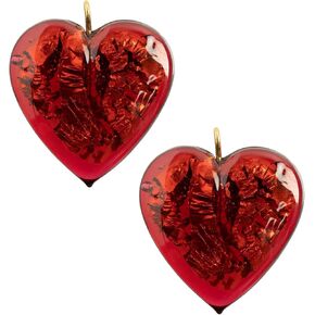 2 Pieces Red Czech Glass Heart Pendant 26mm Lampwork Bead for Jewelry Making
