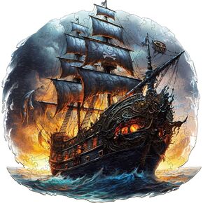 WOODBESTS Wooden Puzzle for Adults, Sailing Ship Puzzle (M, 200pcs, 11.8"x11.7") Beautiful Wooden Box, Wooden Jigsaw Puzzles Unique Shape, Birthday Gifts for Adults and Kids Family Game