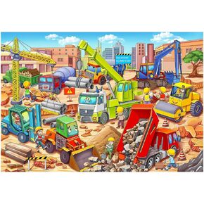 Large Piece Jigsaw Puzzles for Kids Ages 4-6 6-8 8-10 Year Old 100 Pieces Jigsaw Puzzles for Kids Construction Engineering Vehicle Puzzles Educational Toys Gift for Children Boys Girls Ages 4-10