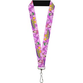 Buckle-Down Nickelodeon Lanyard, The Fairly Oddparents Timmy Cosmo and Wanda Group Pose Pinks, Elastic