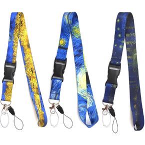 3 Pack Lanyard for Keys Keychain ID Badge Holder Detachable Neck Strap Buckle Metal Spring Keyring Cool for Women Men Adult