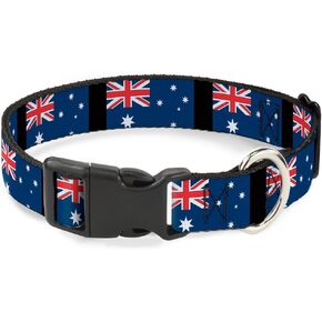 Buckle-Down PC-W30110-M Australia Flags Plastic Clip Collar, Medium/11-17"