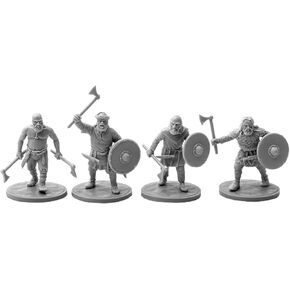 Set of 4 Vikings with Axes. (Set #4) 28 mm Miniatures. Ideal for Games Like SAGA and Other Wargames Produced by V&V Miniatures