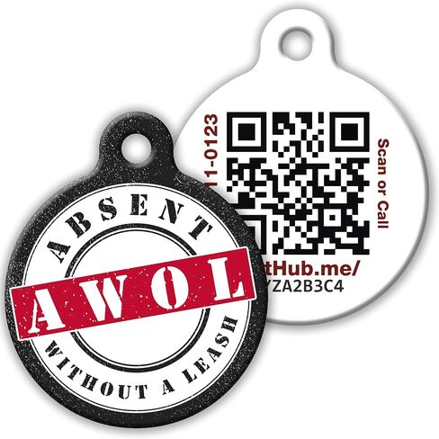 QR Code Pet ID Tag for Dogs and Cats with Online Free Pet Profile, Privacy Control & Unlimited Emergency Contacts, Size Large Absent Without a Leash in Saudi Arabia