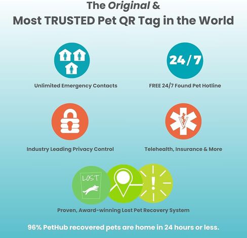 QR Code Pet ID Tag for Dogs and Cats with Online Free Pet Profile, Privacy Control & Unlimited Emergency Contacts, Size Large Absent Without a Leash in Saudi Arabia