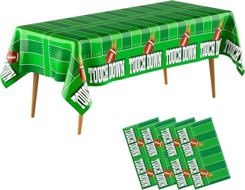 Football Tablecloth Football Party Decorations Football Table Cloth Disposable Plastic 2 Pack 54" X 108" Touchdown Table Cover for Football Birthday Supplies Superbowl Game Tailgate Party Decorations in Saudi Arabia