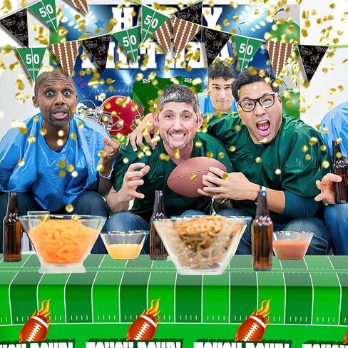Football Tablecloth Football Party Decorations Football Table Cloth Disposable Plastic 2 Pack 54" X 108" Touchdown Table Cover for Football Birthday Supplies Superbowl Game Tailgate Party Decorations in Saudi Arabia