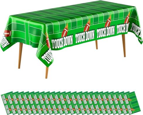 Football Tablecloth Football Party Decorations Football Table Cloth Disposable Plastic 2 Pack 54" X 108" Touchdown Table Cover for Football Birthday Supplies Superbowl Game Tailgate Party Decorations in Saudi Arabia