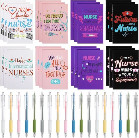 ReliThick 48 Pcs Nurse Notebooks with Pens and Ribbons Nurse Appreciation Notepad Gift Bulk Nurse Small Pocket Notepads Nurse Themed Notebook for Nurses Graduation Retirement Classroom in Saudi Arabia