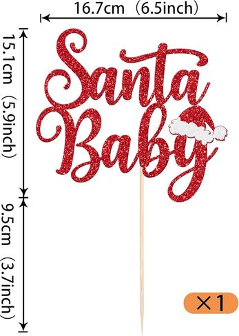 1 Pack Christmas One Cake Topper with Glitter Christmas Hand First Birthday Cake Topper Picks Decorations for Christmas Theme Baby Shower 1st Birthday Party Decorations Supplies Red in Kuwait