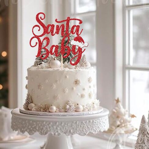 1 Pack Christmas One Cake Topper with Glitter Christmas Hand First Birthday Cake Topper Picks Decorations for Christmas Theme Baby Shower 1st Birthday Party Decorations Supplies Red in Kuwait