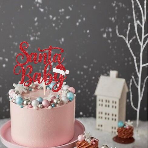 1 Pack Christmas One Cake Topper with Glitter Christmas Hand First Birthday Cake Topper Picks Decorations for Christmas Theme Baby Shower 1st Birthday Party Decorations Supplies Red in Kuwait