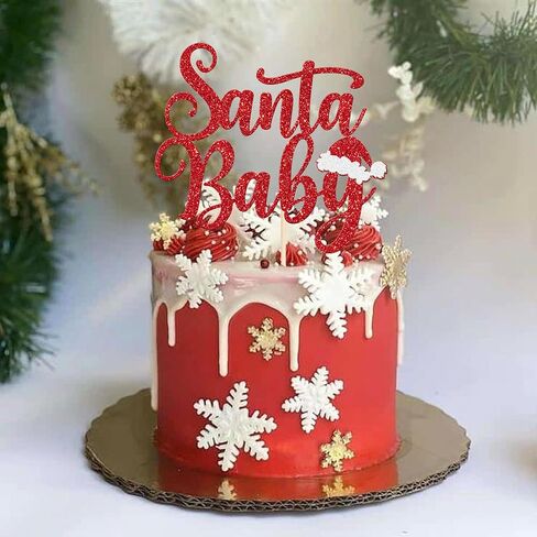 1 Pack Christmas One Cake Topper with Glitter Christmas Hand First Birthday Cake Topper Picks Decorations for Christmas Theme Baby Shower 1st Birthday Party Decorations Supplies Red in Kuwait