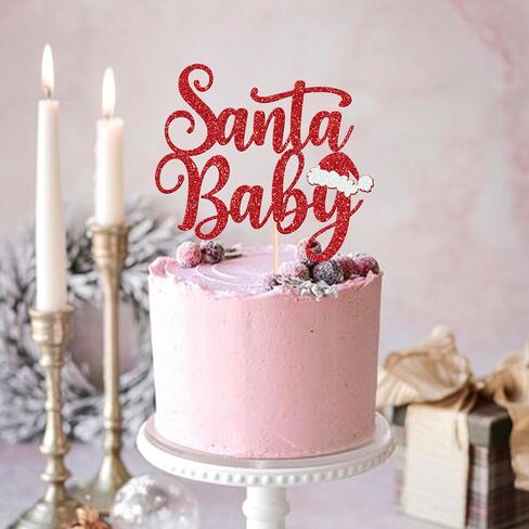 1 Pack Christmas One Cake Topper with Glitter Christmas Hand First Birthday Cake Topper Picks Decorations for Christmas Theme Baby Shower 1st Birthday Party Decorations Supplies Red in Kuwait