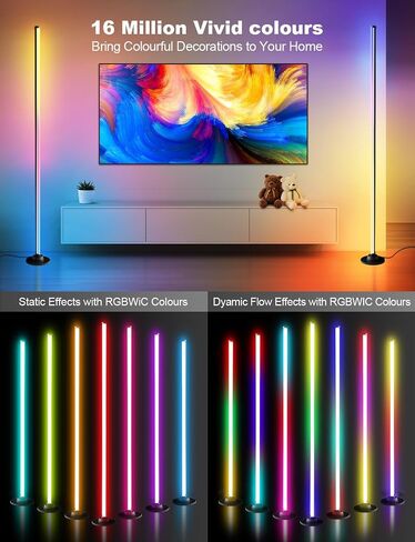 Floor Lamp with RGB,Smart LED Corner Lamp with16-Million Colors / 234-Dynamic Lighting / 8-Music Sync/Timer Setting/App&Remote Control,Ideal for Living Room, Bedroom, Gaming Room-Black in Saudi Arabia