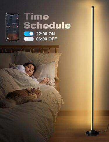Floor Lamp with RGB,Smart LED Corner Lamp with16-Million Colors / 234-Dynamic Lighting / 8-Music Sync/Timer Setting/App&Remote Control,Ideal for Living Room, Bedroom, Gaming Room-Black in Saudi Arabia