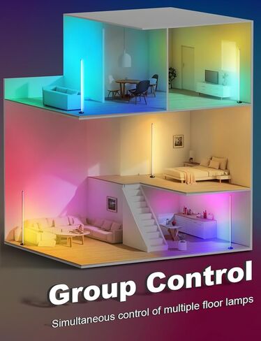 Floor Lamp with RGB,Smart LED Corner Lamp with16-Million Colors / 234-Dynamic Lighting / 8-Music Sync/Timer Setting/App&Remote Control,Ideal for Living Room, Bedroom, Gaming Room-Black in Saudi Arabia