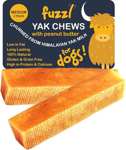 Peanut Butter Himalayan Yak Cheese Chew for Dogs - 2 Pack Medium - Yak Chews for Dogs in Kuwait