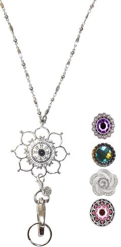 Hidden Hollow Beads Interchangeable Snap Button Lanyard Women's Stainlesss Steel Chain ID Badge holder Teacher Cruise Phone in Saudi Arabia