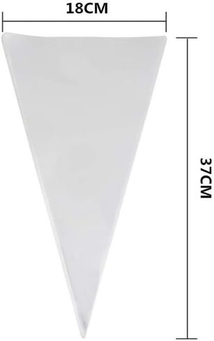 100 Pieces (7x15 Inch) Clear Cone Bags with Twist Ties for Candies, Cookies, Popcorn, Sweets, Chocolates and More; Perfect for Birthday, Wedding, Halloween, Christmas and Other Social Events in Kuwait