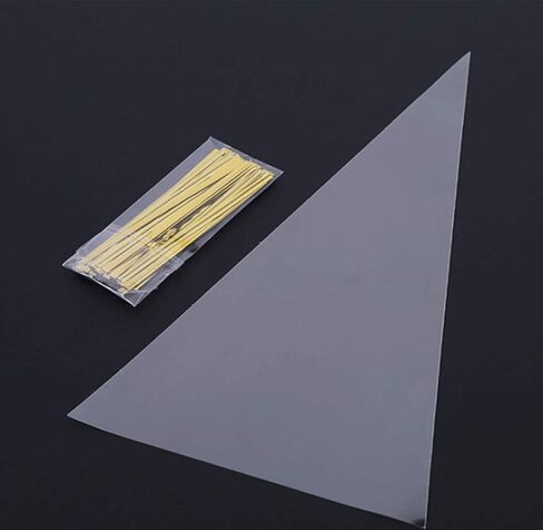 100 Pieces (7x15 Inch) Clear Cone Bags with Twist Ties for Candies, Cookies, Popcorn, Sweets, Chocolates and More; Perfect for Birthday, Wedding, Halloween, Christmas and Other Social Events in Kuwait