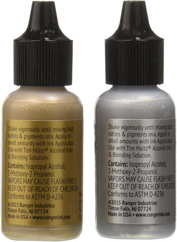 Ranger TIM21247 Adirondack Alcohol Ink Metallic Mixatives 1/2-Ounce 2/Pkg, Gold and Silver in Saudi Arabia