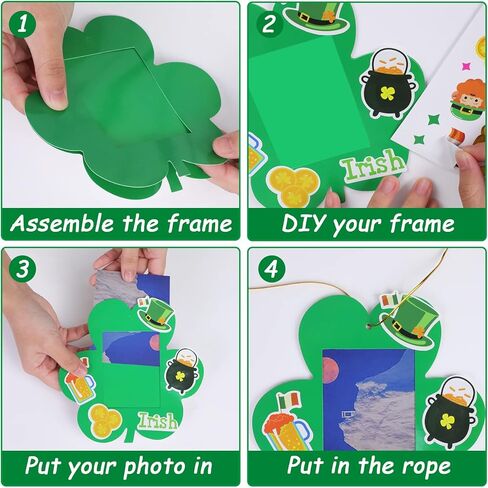 chiazllta 32 حزمة من مجموعات إطار الصورة لعيد القديس باتريك للأطفال، أيرلندا DIY شامروك كرافت للعطلات الفنية لصالح أنشطة الألعاب المنزلية لمرحلة ما قبل المدرسة in Kuwait