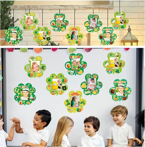 chiazllta 32 حزمة من مجموعات إطار الصورة لعيد القديس باتريك للأطفال، أيرلندا DIY شامروك كرافت للعطلات الفنية لصالح أنشطة الألعاب المنزلية لمرحلة ما قبل المدرسة in Kuwait