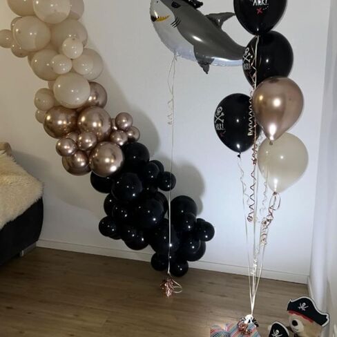 طقم قوس بالون ذهبي أسود، إكليل بالون أبيض رملي مع بالونات من رقائق النجمة، بالونات ذهبية معدنية بلون الشمبانيا لحفلات أعياد الميلاد وحفلات الزفاف بوهو in Saudi Arabia