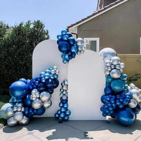 Blue Silver Balloons, Pearl Navy Blue Balloons Metallic light Blue and Silver Balloons Silver Star Confetti Balloons for Boys Girls Birthday Graduations Baby Shower Wedding Engagement Decorations in Saudi Arabia