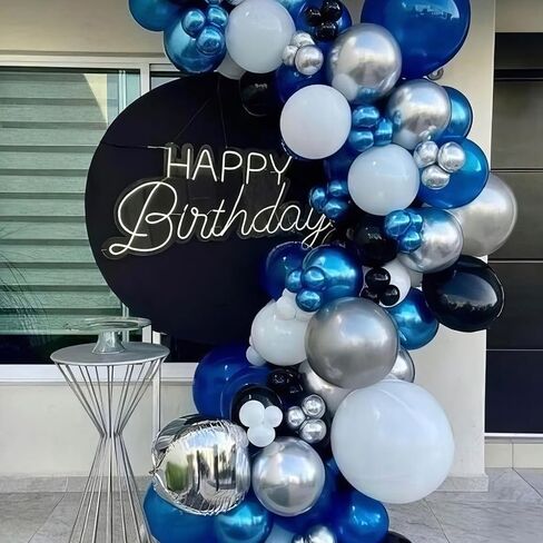 Blue Silver Balloons, Pearl Navy Blue Balloons Metallic light Blue and Silver Balloons Silver Star Confetti Balloons for Boys Girls Birthday Graduations Baby Shower Wedding Engagement Decorations in Saudi Arabia
