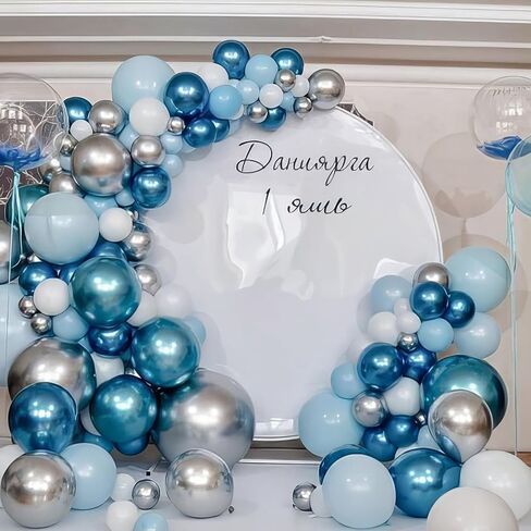 Blue Silver Balloons, Pearl Navy Blue Balloons Metallic light Blue and Silver Balloons Silver Star Confetti Balloons for Boys Girls Birthday Graduations Baby Shower Wedding Engagement Decorations in Saudi Arabia