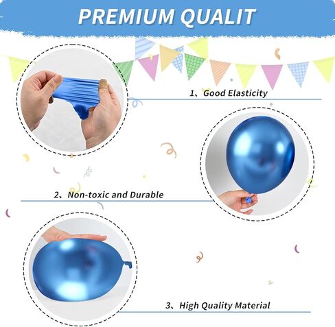 Blue Silver Balloons, Pearl Navy Blue Balloons Metallic light Blue and Silver Balloons Silver Star Confetti Balloons for Boys Girls Birthday Graduations Baby Shower Wedding Engagement Decorations in Saudi Arabia
